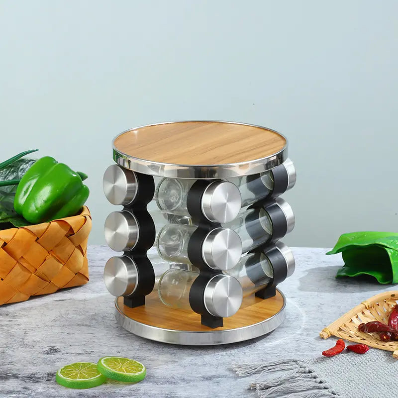 3 Tier Rotating Seasoning Rack with 12 Jar Countertop Spice Rack for Kitchen Organizer 3 Tier Rotating Seasoning Rack with 12 Jar Countertop Spice Rack for Kitchen Organizer
